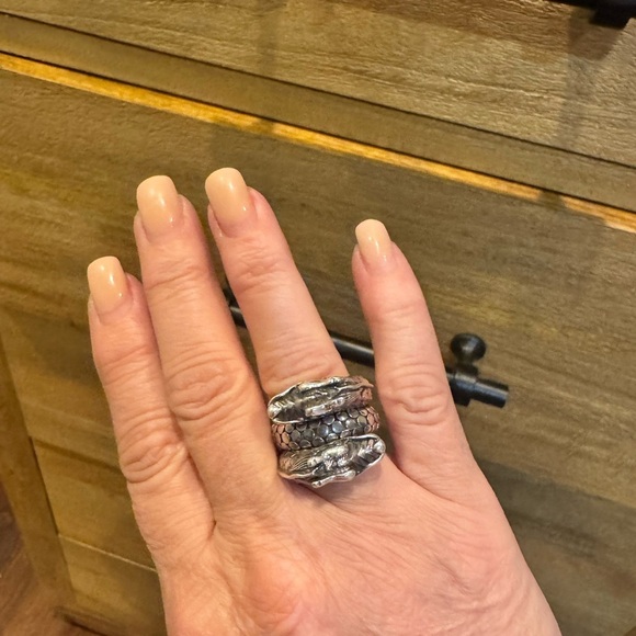 John Hardy Sterling Silver Legend Double Coiled Naga Dragon Ring Sz 7 Gorgeous - Picture 10 of 10